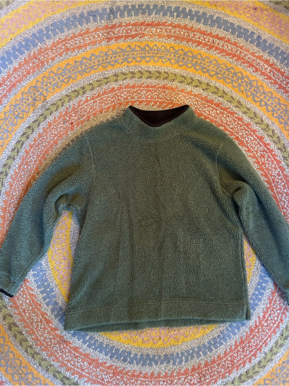 L.L. Bean Olive Green Sherpa Crewneck Pullover
